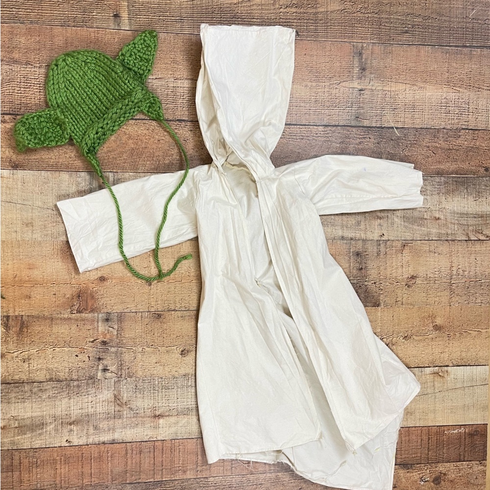 Baby Yoda 9 Months Cosplay Handmade Halloween Costume Robe Knit Yoda Hat